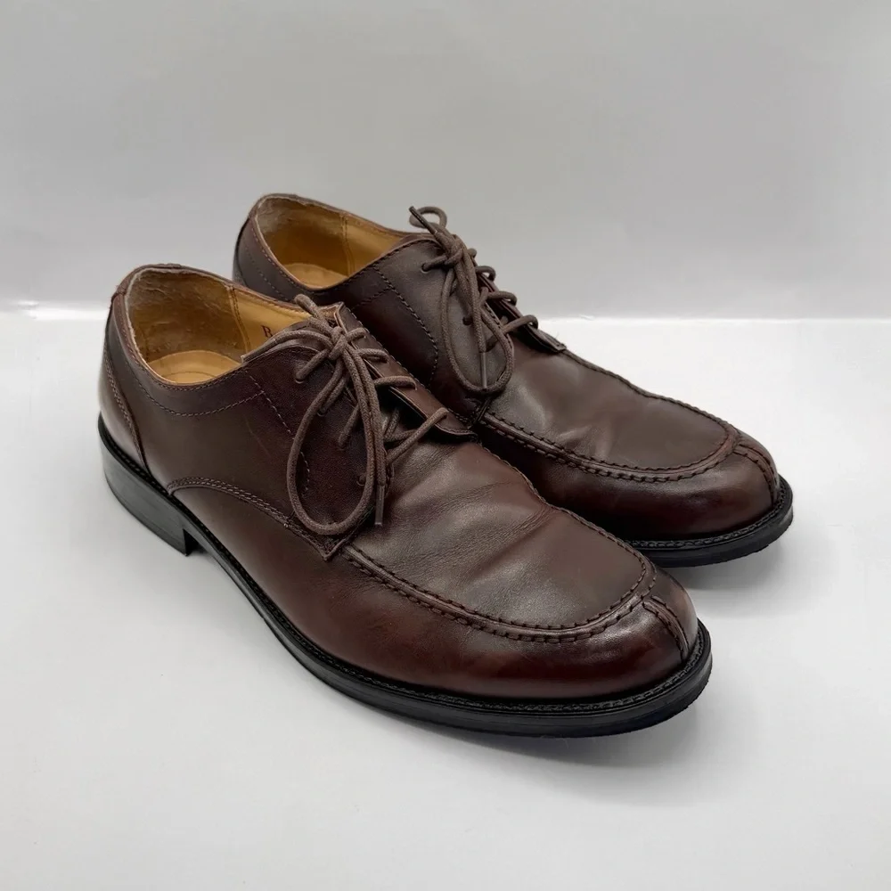 GH Bass Mens Stuart Brown Leather 3 Eye Lace Up Oxford Dress Shoes Size 10.5 M